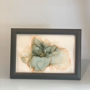 Original painting alcohol ink art in flame. Home deco interior